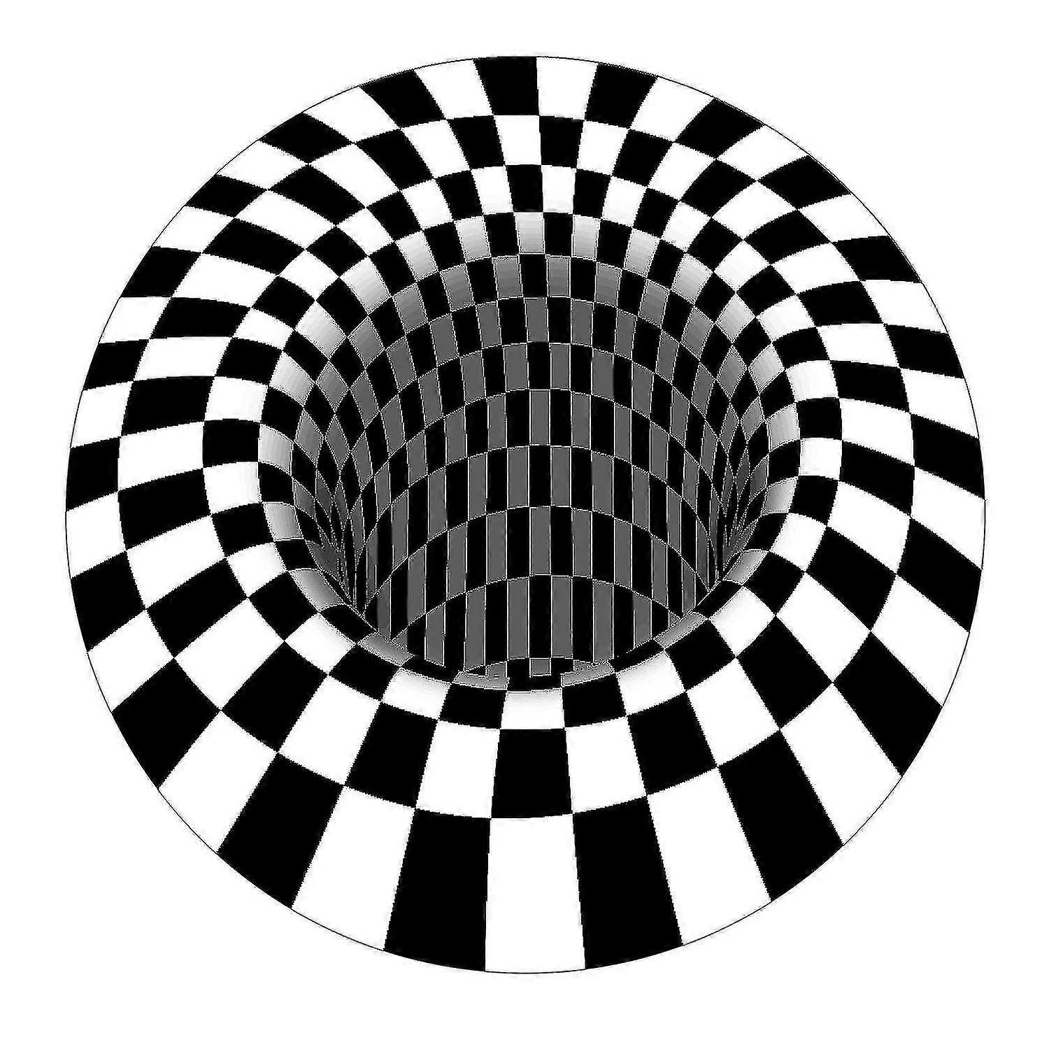 3d Space Round Carpet Checkered Vortex