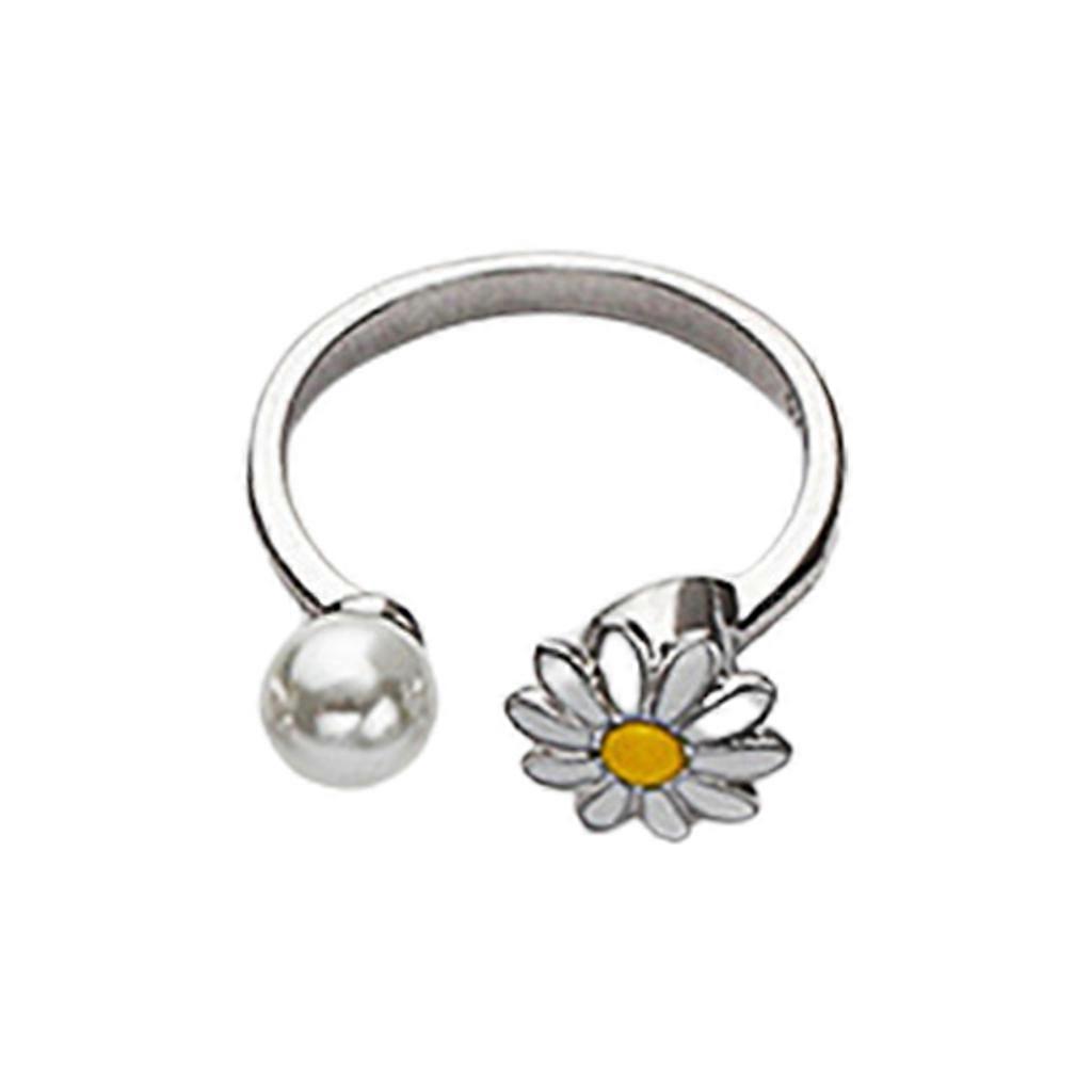 Open Ring Rotatable Stress Reliever Spinner Ring for Women Daisy Flower Ring