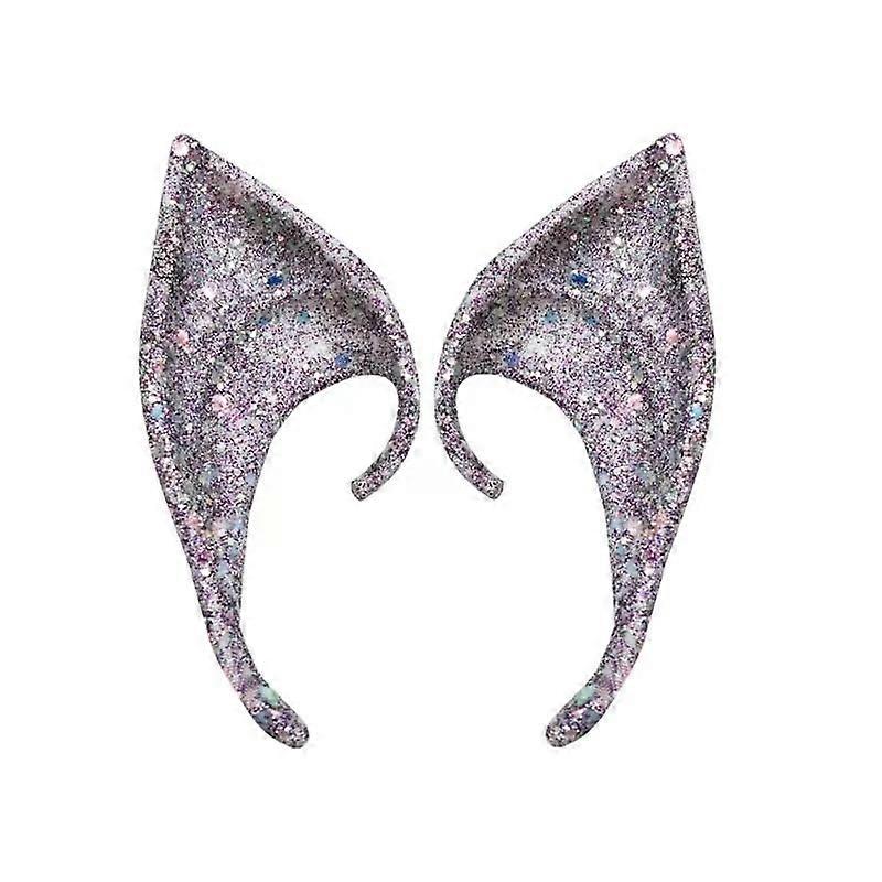 1pair Latex Elf Ears With Glitter 10cm Golden