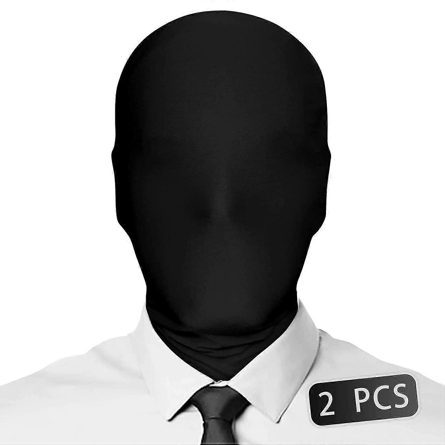 2 κομμάτια Full Face Mask Black 2nd Skin Masks Halloween Cosplay Spandex Hood Για Unisex Πανί