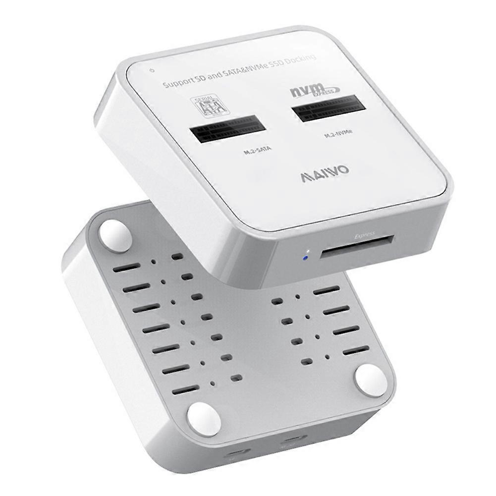 MAIWO K3016SD M.2 SATA/NVMe SSD Adapter Docking Dual Bay 10Gbps SD Card Reader Station Solid State Drive Enclosure Case