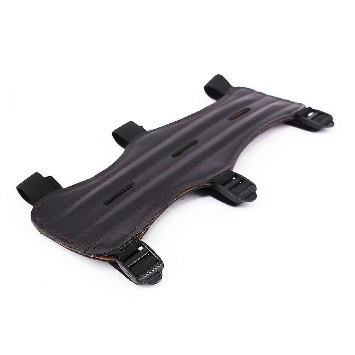 Shooting Archery Arm Guard Protection Safe Guard Leather with 3 Adjustable Straps