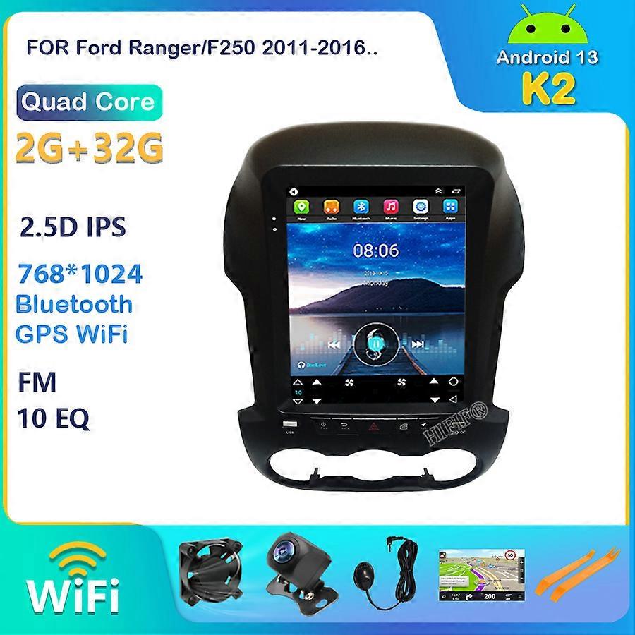 10.4" Vertical Screen Tesla Style 2 Din Car Multimedia Player GPS Navigation For Ford Ranger F250 2011-2016 Android 13 Car Radio