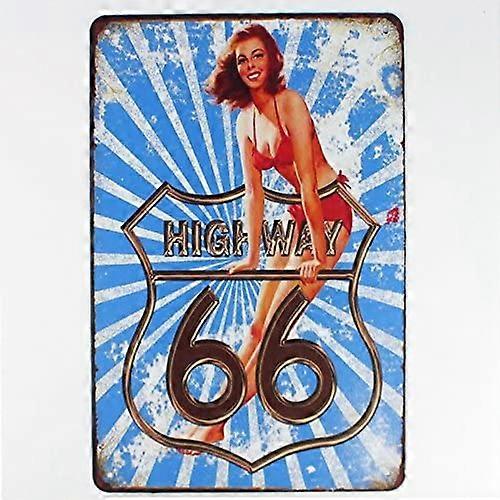 الطريق 66 معدن القصدير تسجيل بار مقهى المرآب ديكور الحائط الرجعية خمر 8 × 12 بوصة