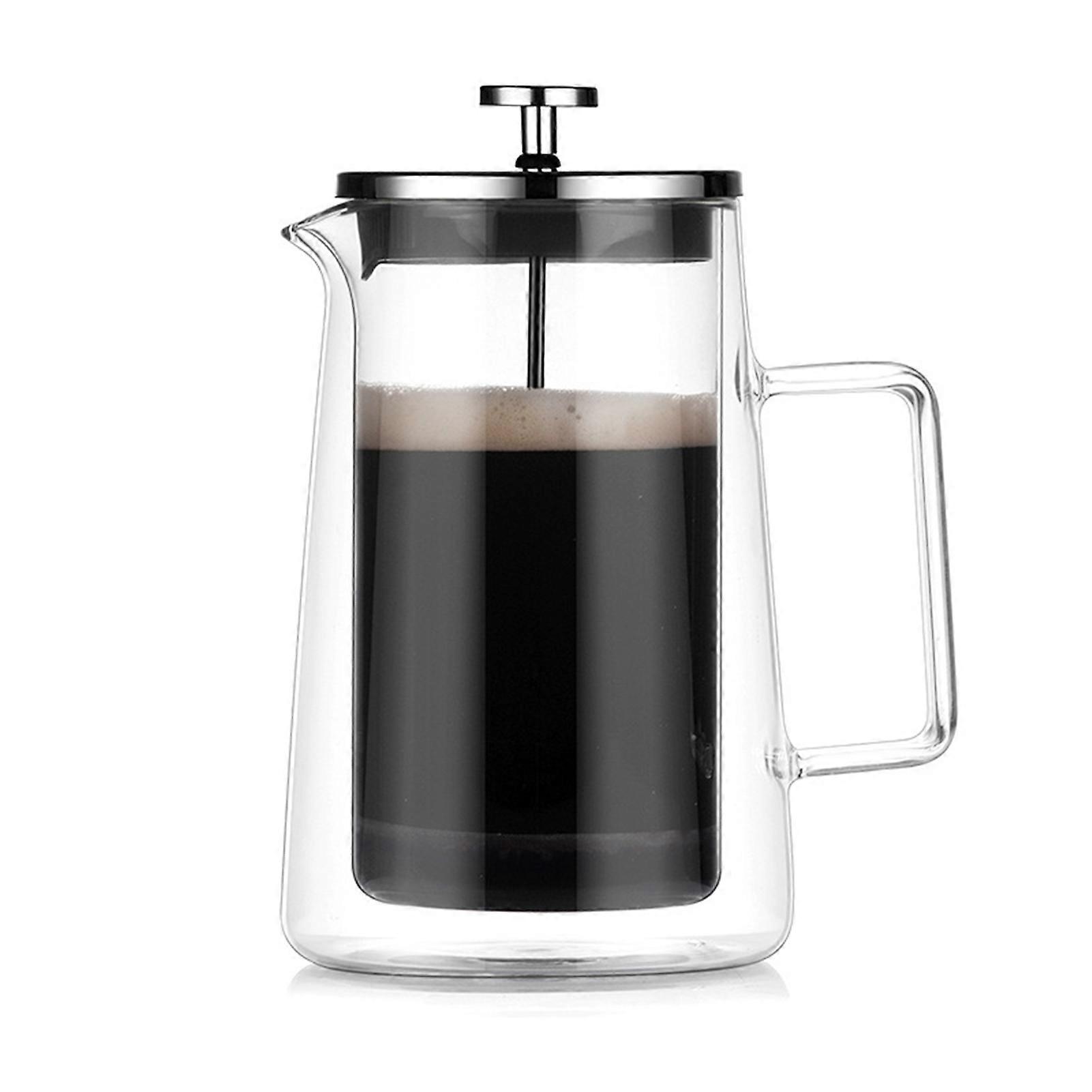 Double Wall French Press Pot Heat Resistant Resistant Borosilicate Glass Carafe for Home/Office