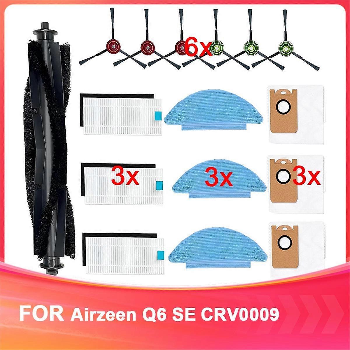 Replacement Parts for Airzeen Q6 SE Robot Vacuum Model CRV0009 Accessories Main Brush Side Brush Filter Mop Pad