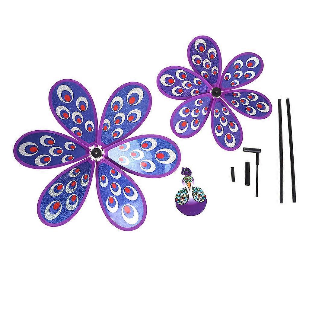 Double Layer Peacock Sequins Windmill Colorful Wind Spinner Kids Toy New