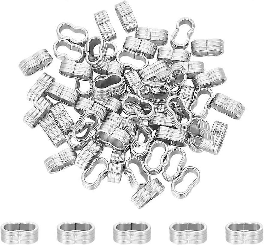 60Pcs Stainless Steel Slider Beads Rectangle Slider Charms Leather Cord Link Connector Bead Wristband Locking Clips for Multilayer Bracelets Necklace