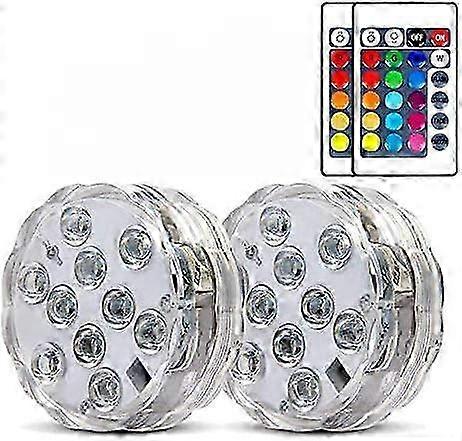 2 عبوة من أضواء LED الغاطسة أضواء حمام السباحة المقاومة للماء تحت الماء مع 16 لونا ، أضواء التحكم عن بعد لحوض السمك ، المزهرية ، الحمام
