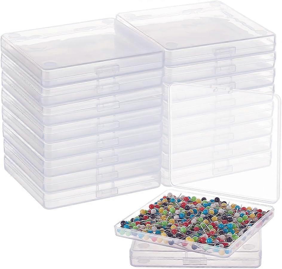 18 Pack Rectangle Clear Plastic Bead Storage Containers Box Drawer Organizers with Lid for Beads Cards and Other Craft Accessories - 3.3x3x0.47 Inches