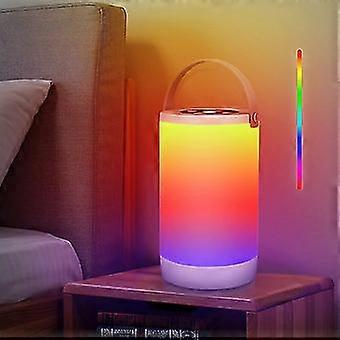 Portable Table Lamp , Rechargeable Touch Sensor Bedside Lamp With Rgb Color Changing Mode Dimmable Warm White Light Memory Function Night Light For