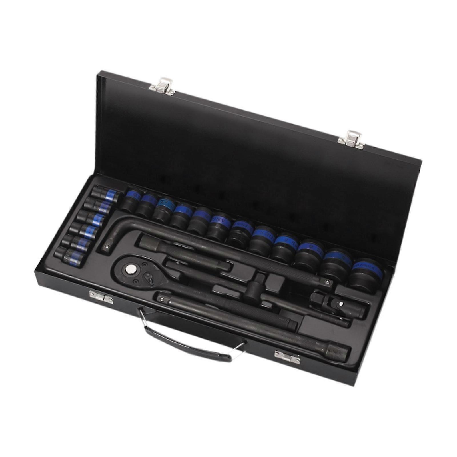 24Pcs Drive Socket Ratchet Wrench Set Car Construction Worker Hand Tools Kit Type A