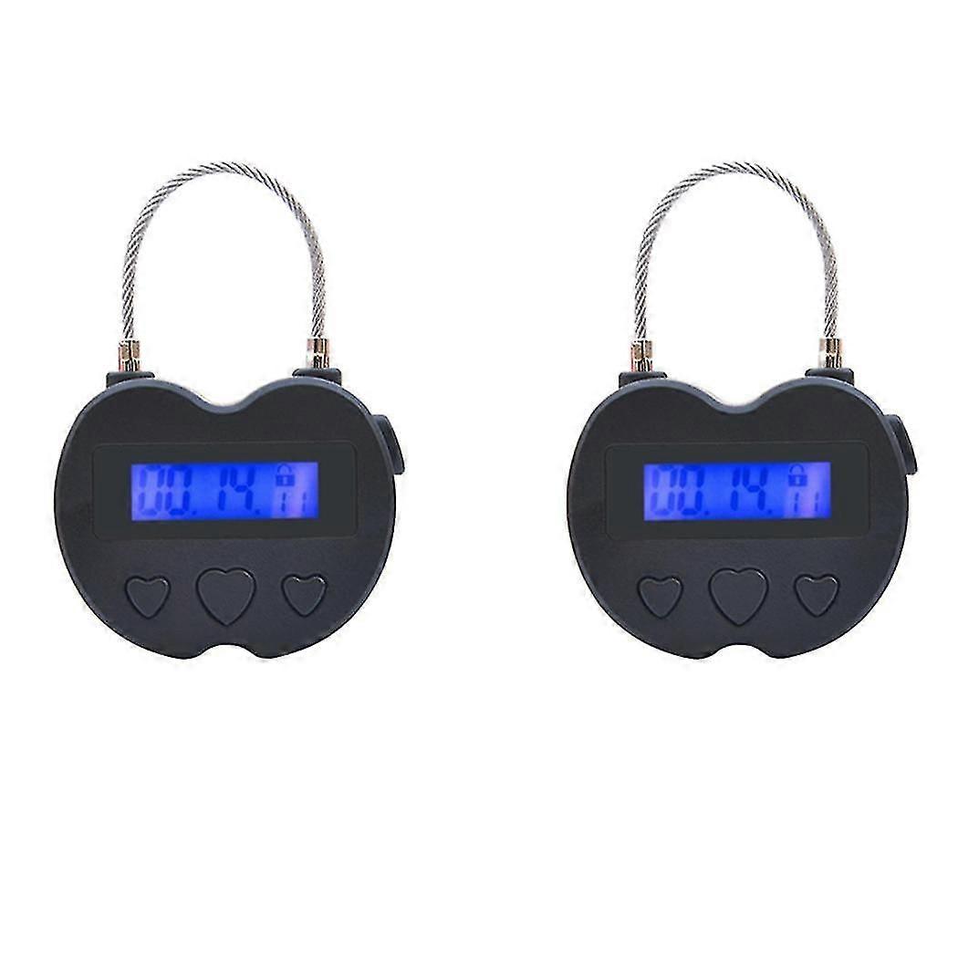 2x Lcd Display Usb Rechargeable Temporary Timer Padlock Travel Electronic