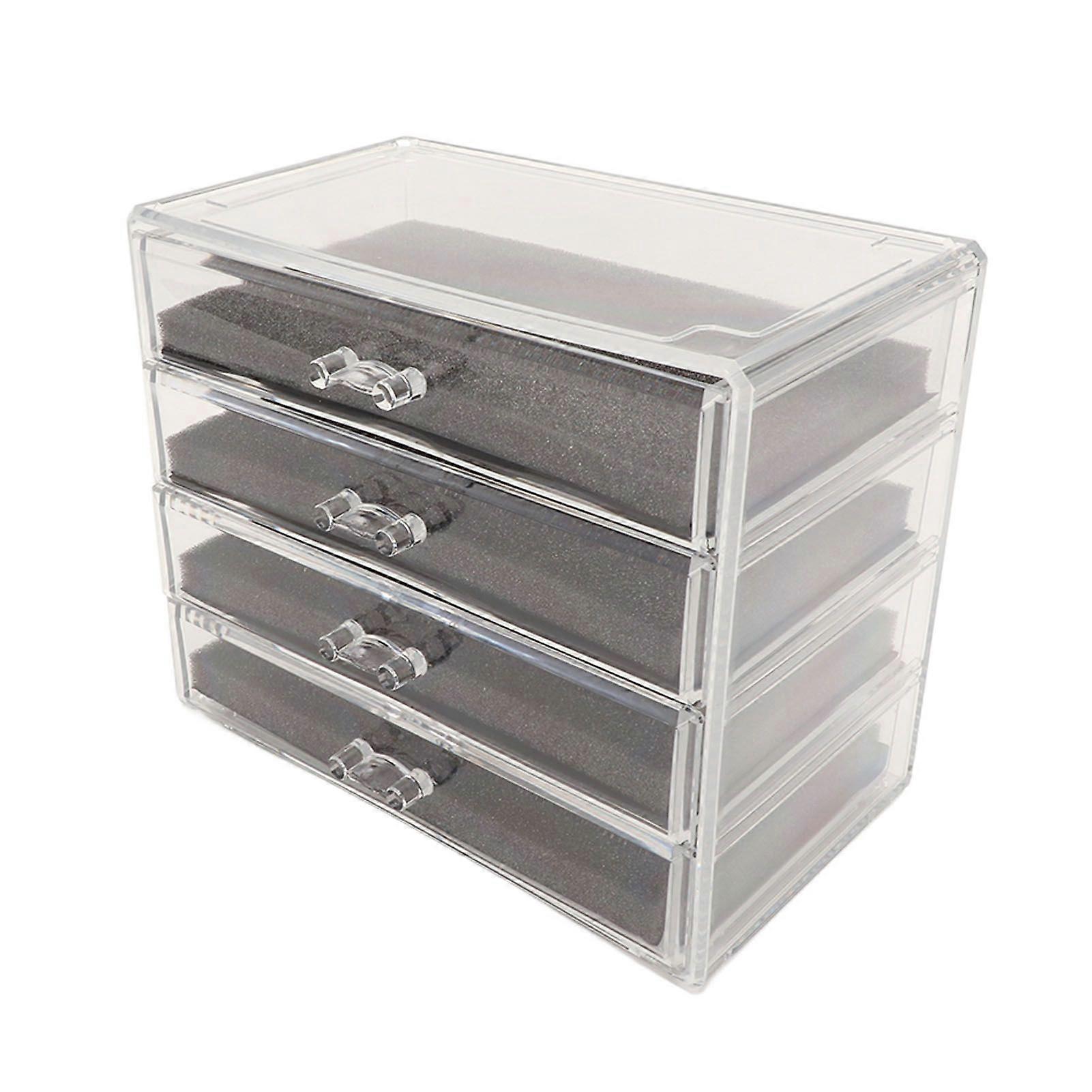 アクリルジュエリーオーガナイザー4層透明アクリル防塵化粧ジュエリーオーガナイザードレッシングテーブルデスク用