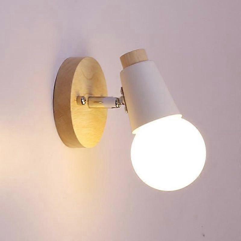 Bathroom interior wall light - Iron and solid wood - White - E27 bulb not included