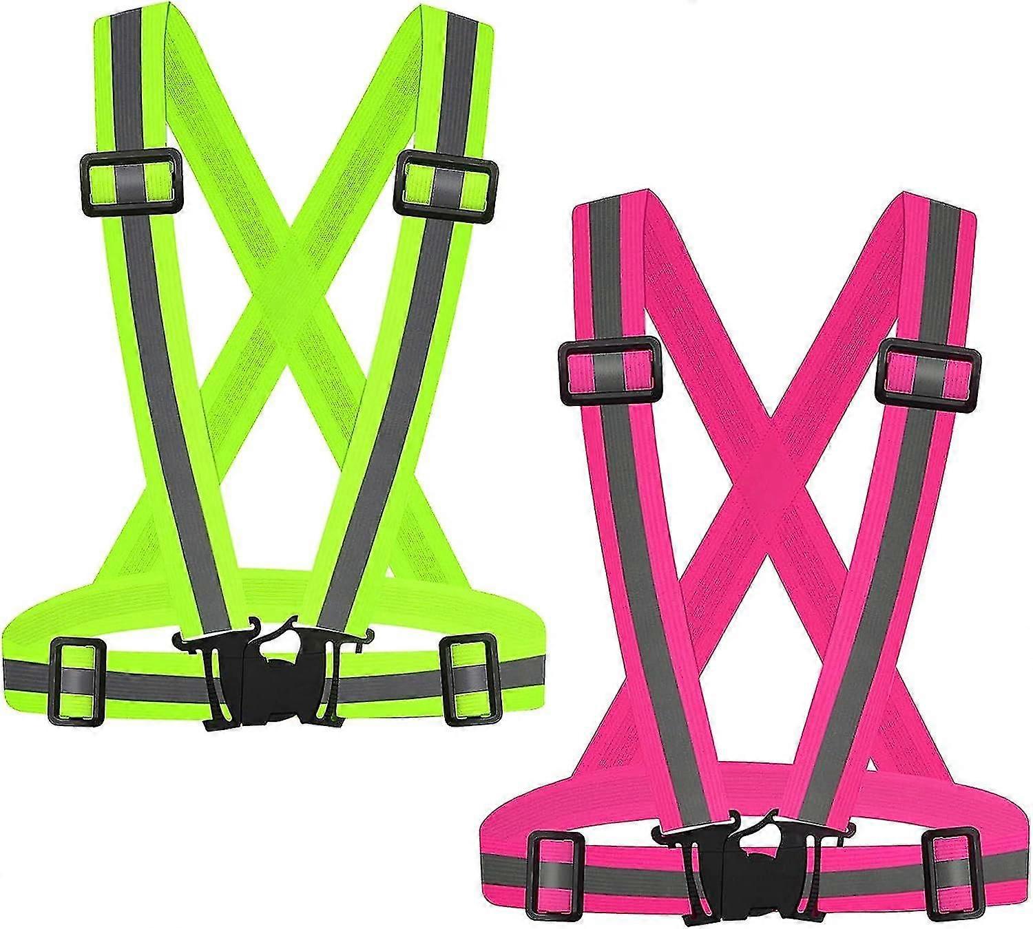 Running Reflective Vest 2pieces,with 4 Reflective Belts,adjustable Safety Vest,high-visibility Reflective Tape For Night Running, Outdoor Cycling, Mot