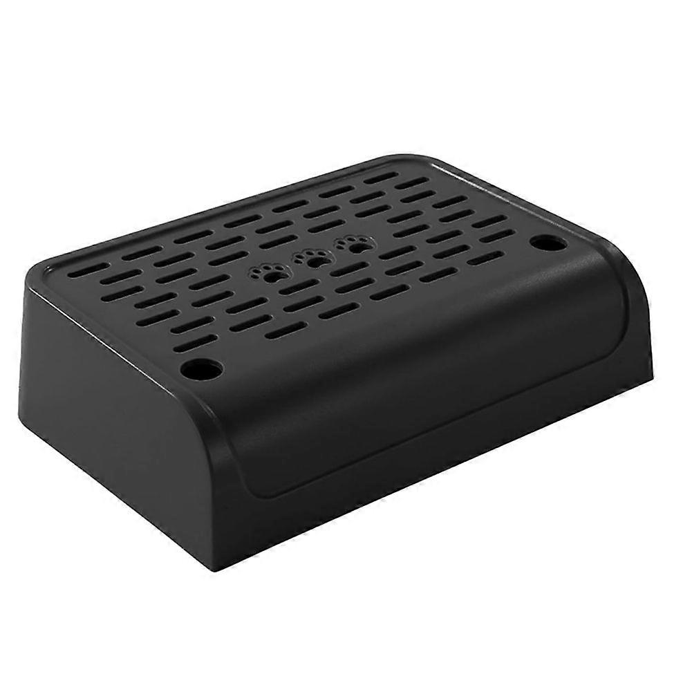Cat Litter Box Ramp with Filter Function, Double Layered Self-Cleaning Cat Litter Box Litter Trapper with Storage Black