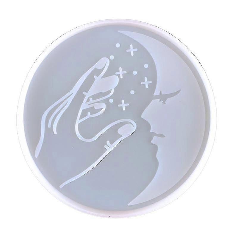 Coaster Resin Epoxy Moon Pattern Mold Tea Coaster Resin Molds Silicone Mould