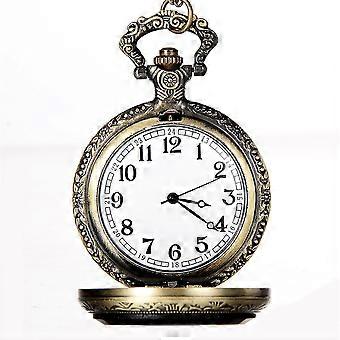 SQCLV Retro Flip Type Unisex Alloy Simple Quartz Analog Pocket Watch Necklace Jewelry