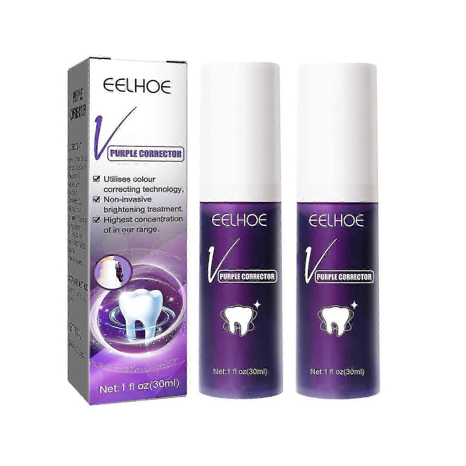 - 2pack Purple Toothpaste,teeth Whitening Toothpaste,whitening Color Corrector ,foam Toothpaste,tooth Color Correct