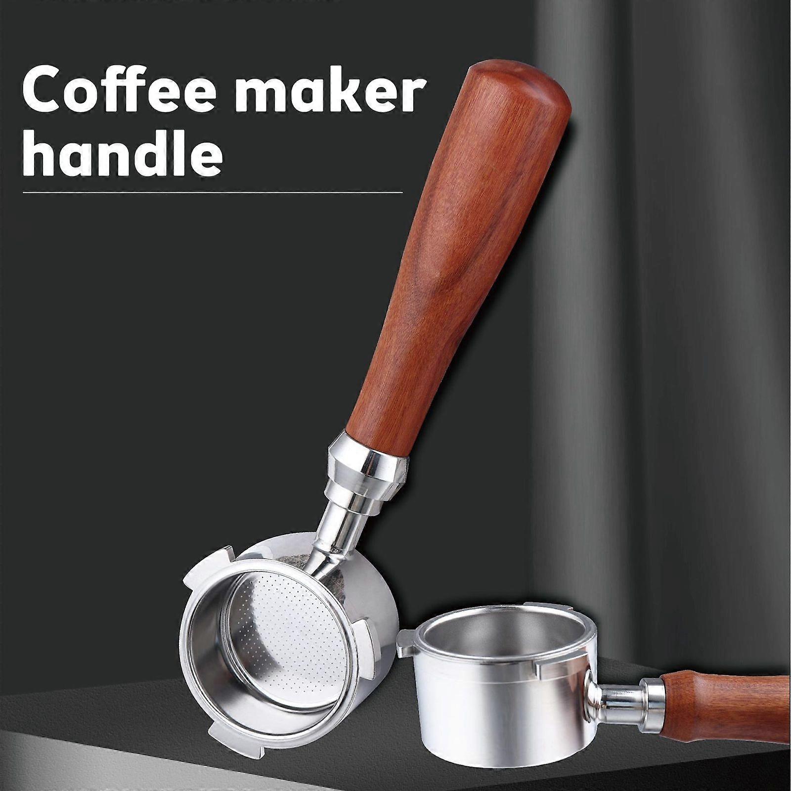 51mm Bottomless Portafilter with 3 Ears Stainless Steel Basket and Solid Wood Handle Portafilter Replacement Parts Compatible with Delonghi EC685/EC68