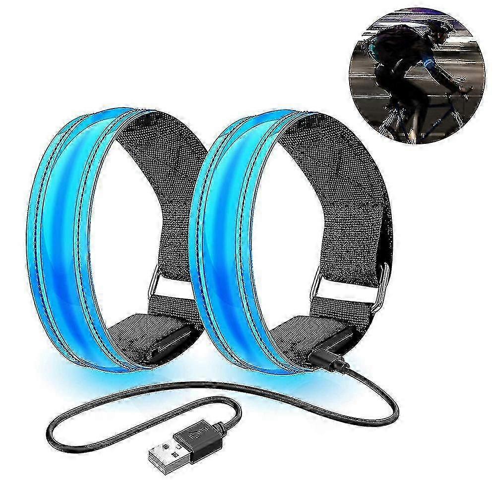 2 Pack Running Light For Runners Rechargeable Led Armband Reflective Running Gear, Led Light Up Band For Joggers Bikers Walkers