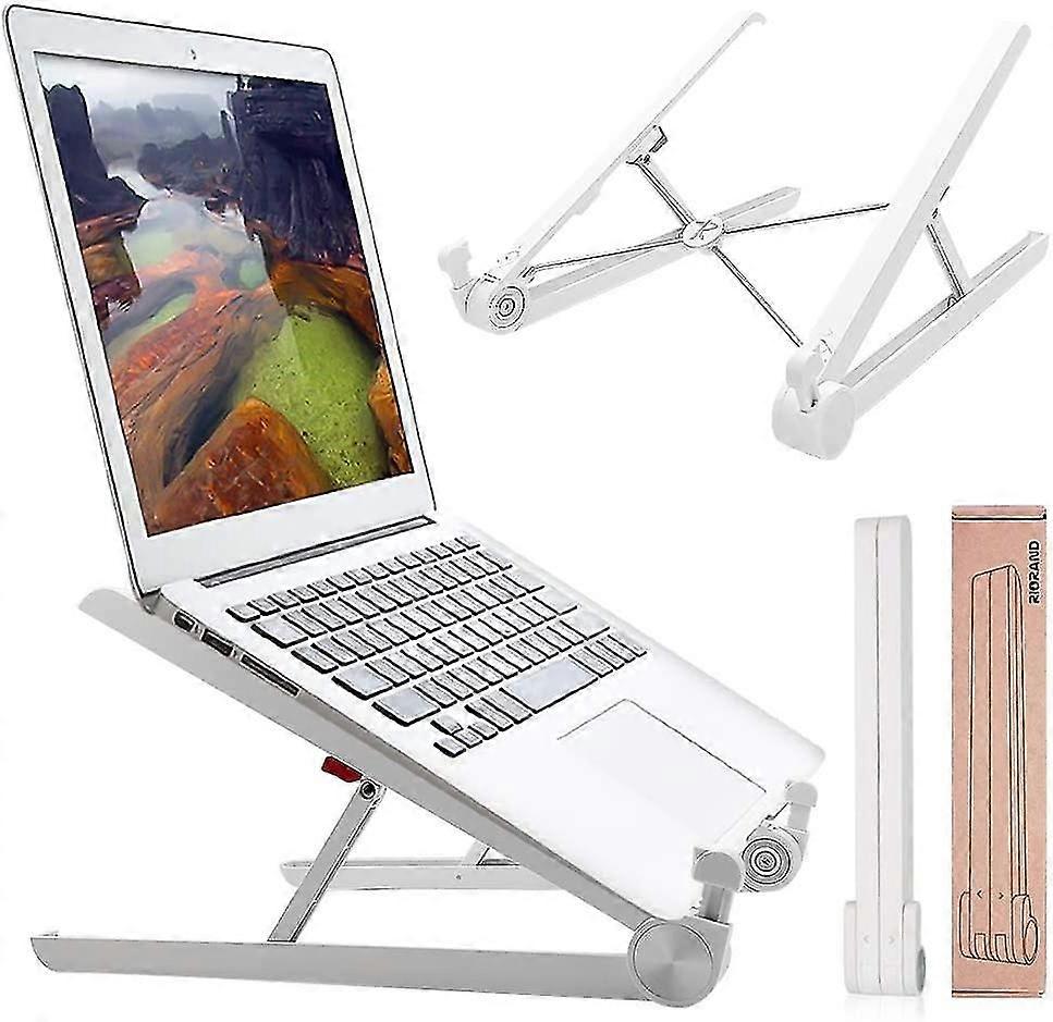 Laptop Desk Stand Foldable, Ergonomic Computer Stand Cooling Pad, Ventilated Laptop Riser Compatible