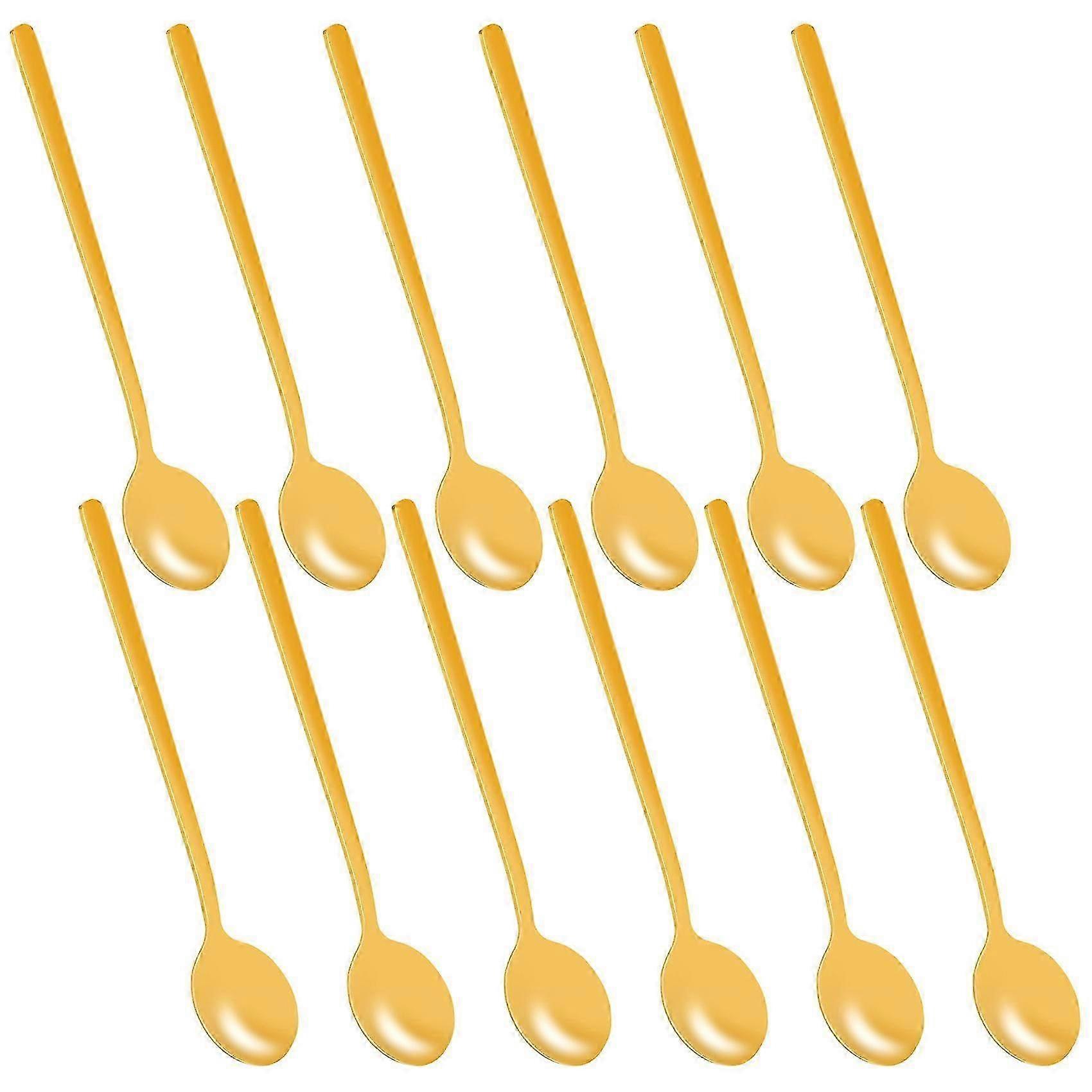 12pcs / set Forme Cuillère à café Cuillère à dessert en acier inoxydable (or)