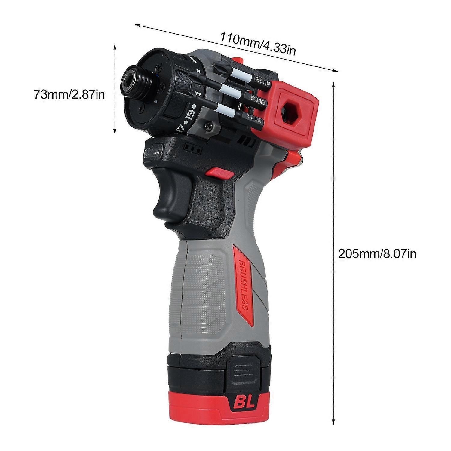 16.8V Brushless Power Screwdriver + Hammer 45Nm 1600RPM Lithium Screwdriver Tool Kit Electric Screw