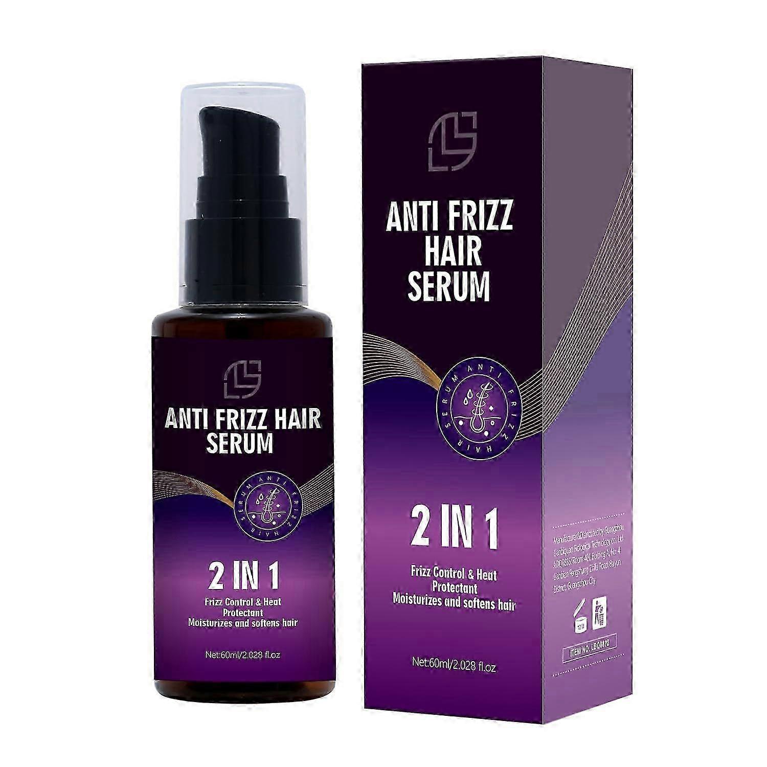 Anti Frizz Hair Serum - 2 Σε1 Έλεγχος Φριζαρίσματος & Θερμοπροστατευτικό με Έλαιο Σπόρων Camellia Japonica για Φριζαρισμένα, Ξηρά &; Ταλαιπωρημένα Μαλλιά - Θρέφει και Επανορθώνει H