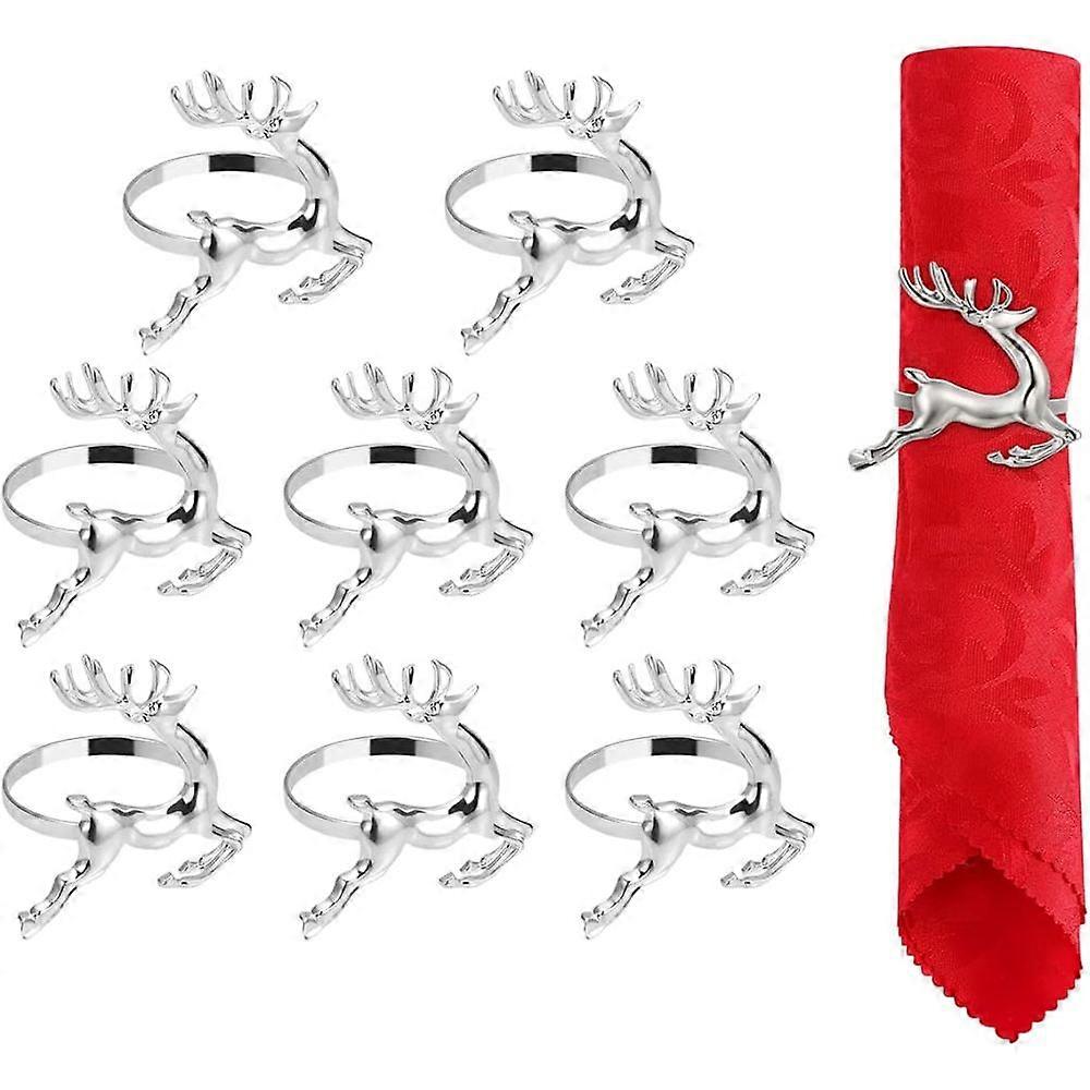 Elegant Silver Deer Napkin Ring Set For Complete Tabletop Collections, Contemporary Style Rings, 6 Pieces Reusable Napkin Holders For Thanksgiving