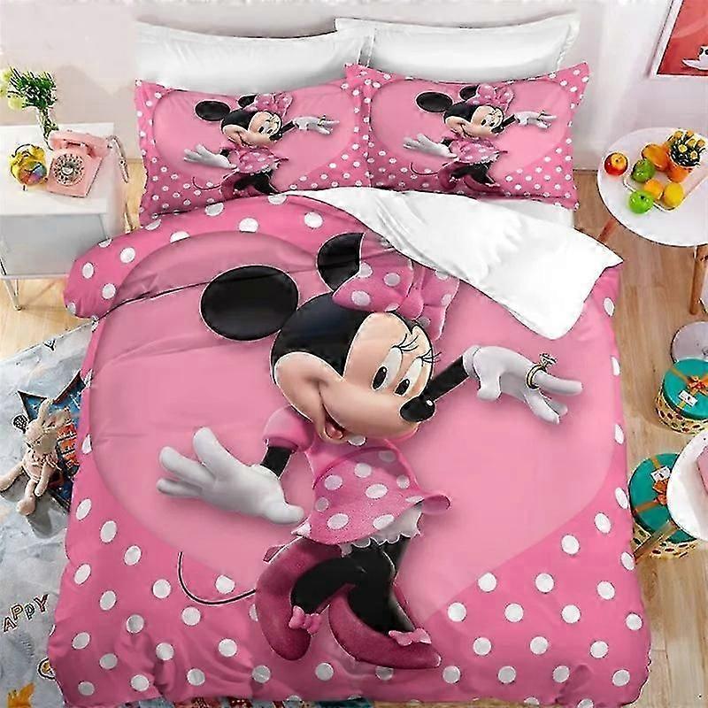 i294 Lençóis 1 Mickey Mouse Conjunto de Cama para Crianças, Minnie Conjunto de Cama Meninas Rosa Capa de Edredão Fronhas de Algodão/Renforc Lençóis ggr294