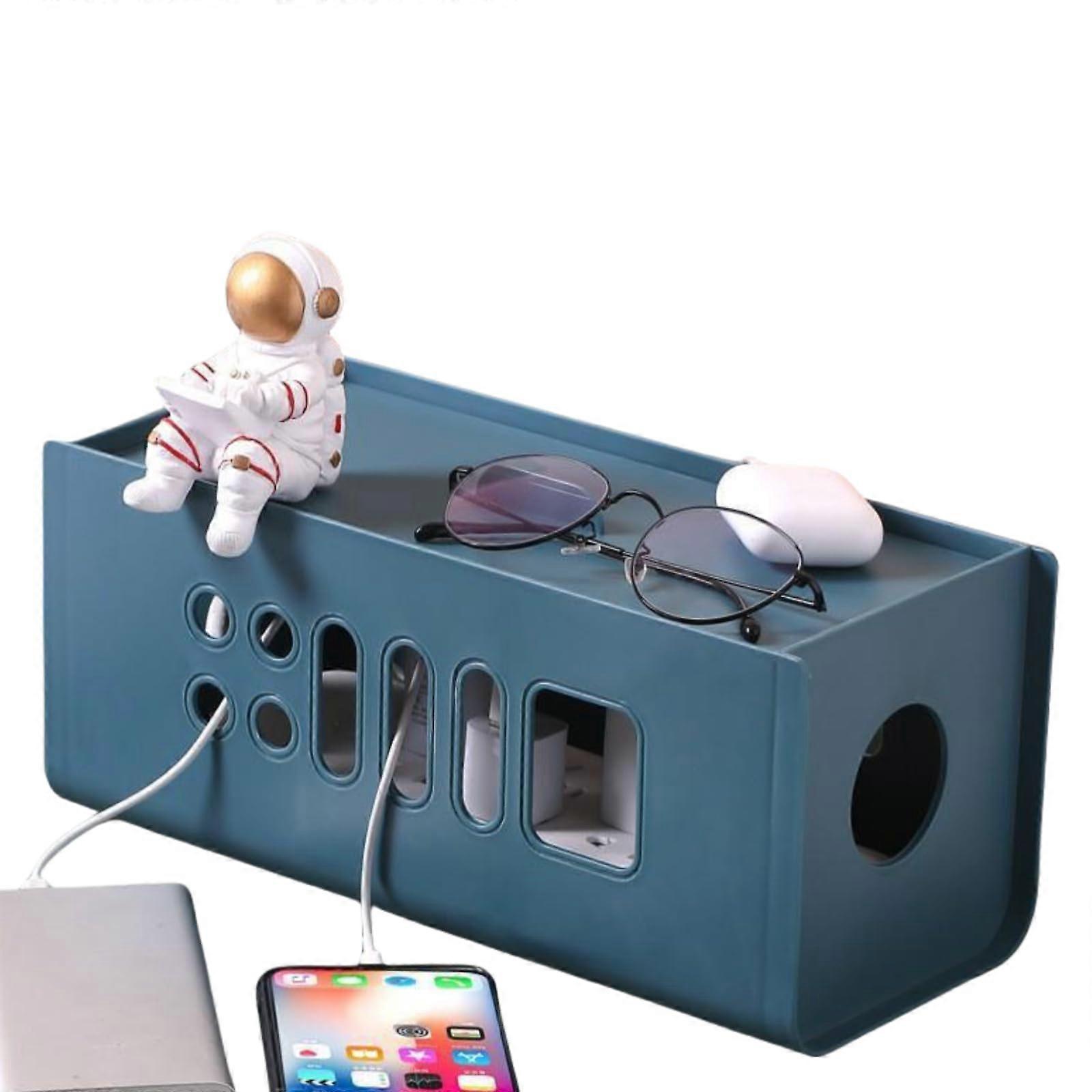 Cable Management Box for Office and Home, Large Size Organizer, Durable Plastic, Cord Storage Solution, Black Color