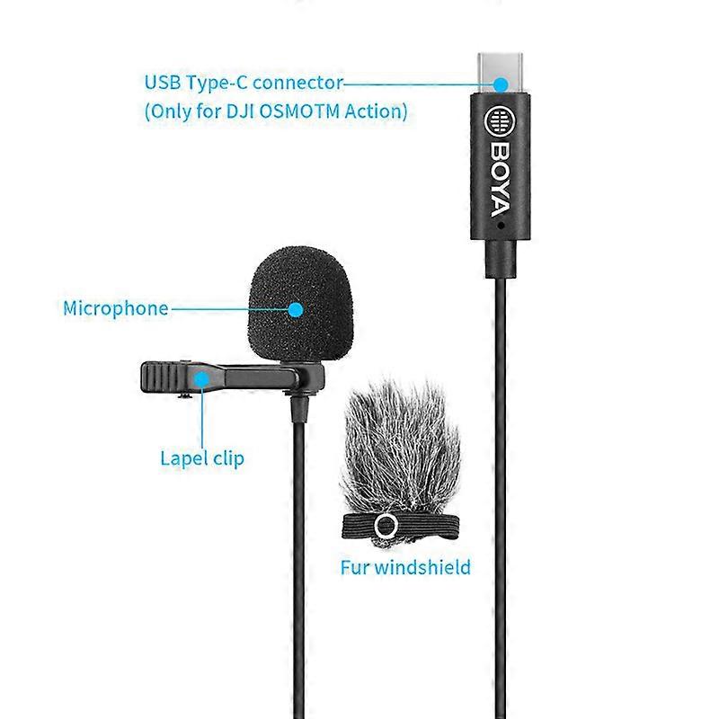 BOYA BY-M3-OA Type-C Lavalier Microphone Omnidirectional Designed for DJI OSMO