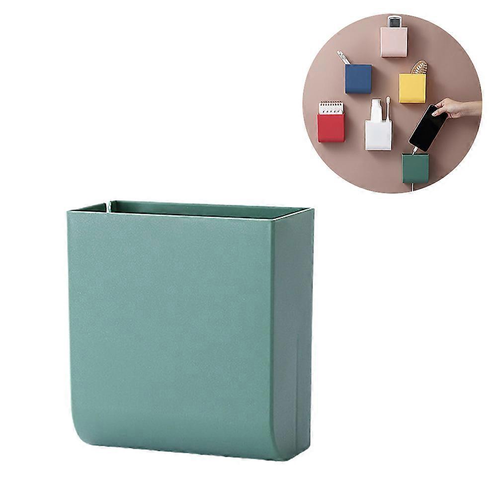 Remote Control Storage Box Wall Mounted Mobile Phone Holder Multifunctional Practical Sundries Rack Green Color