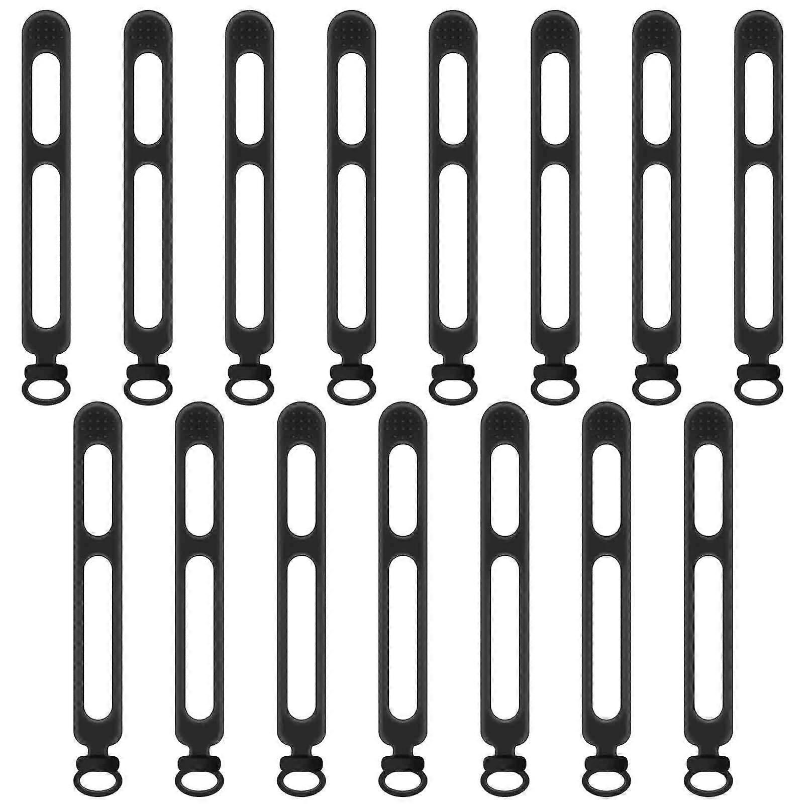 15pcs silicone cable organizer - Black