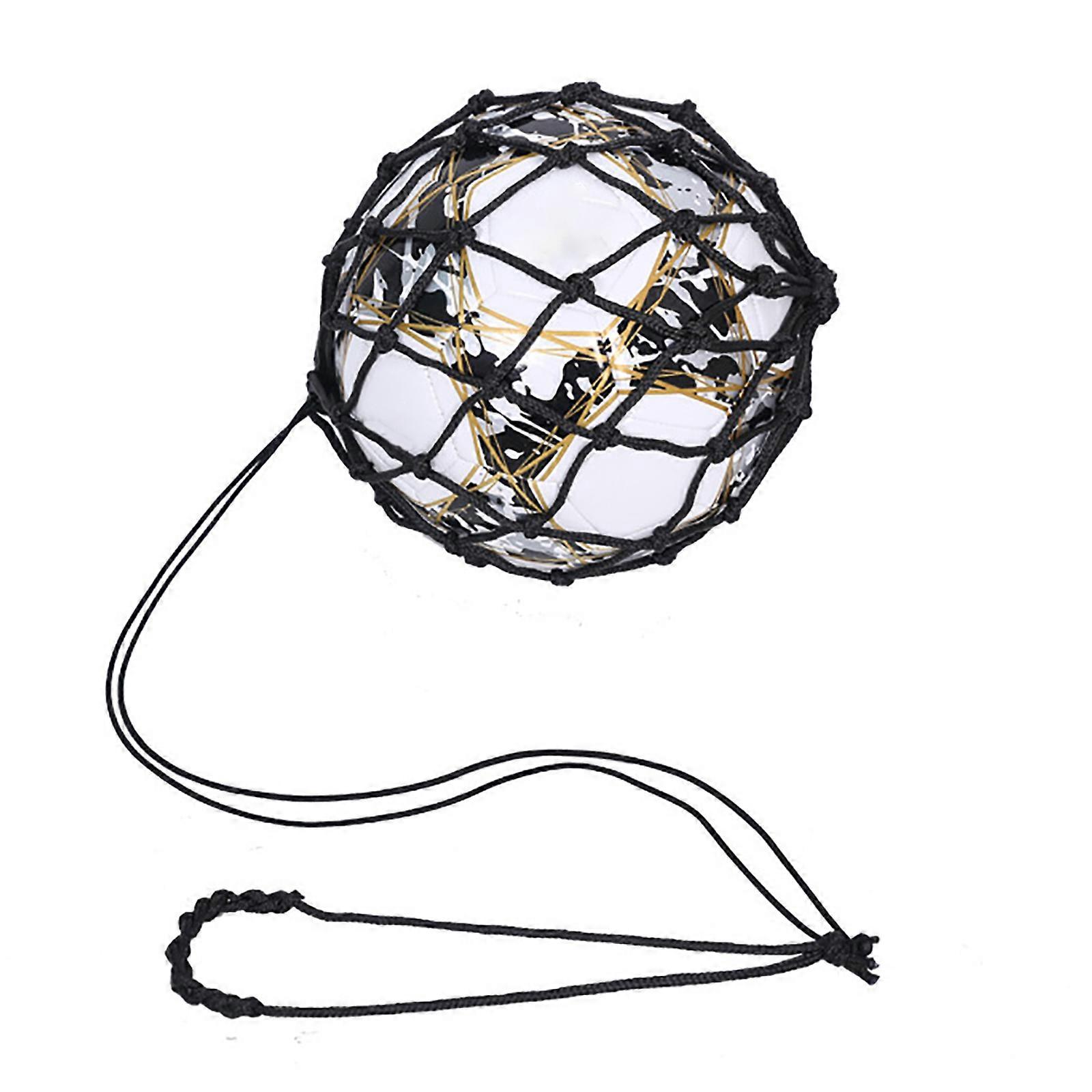 Håndtag Fodbold Kick Trainer med Fodbold Låst Net Design, Fodbold Bungee Træning Jonglering Net Passer til fodbold Størrelse 3, 4, 5 Sort