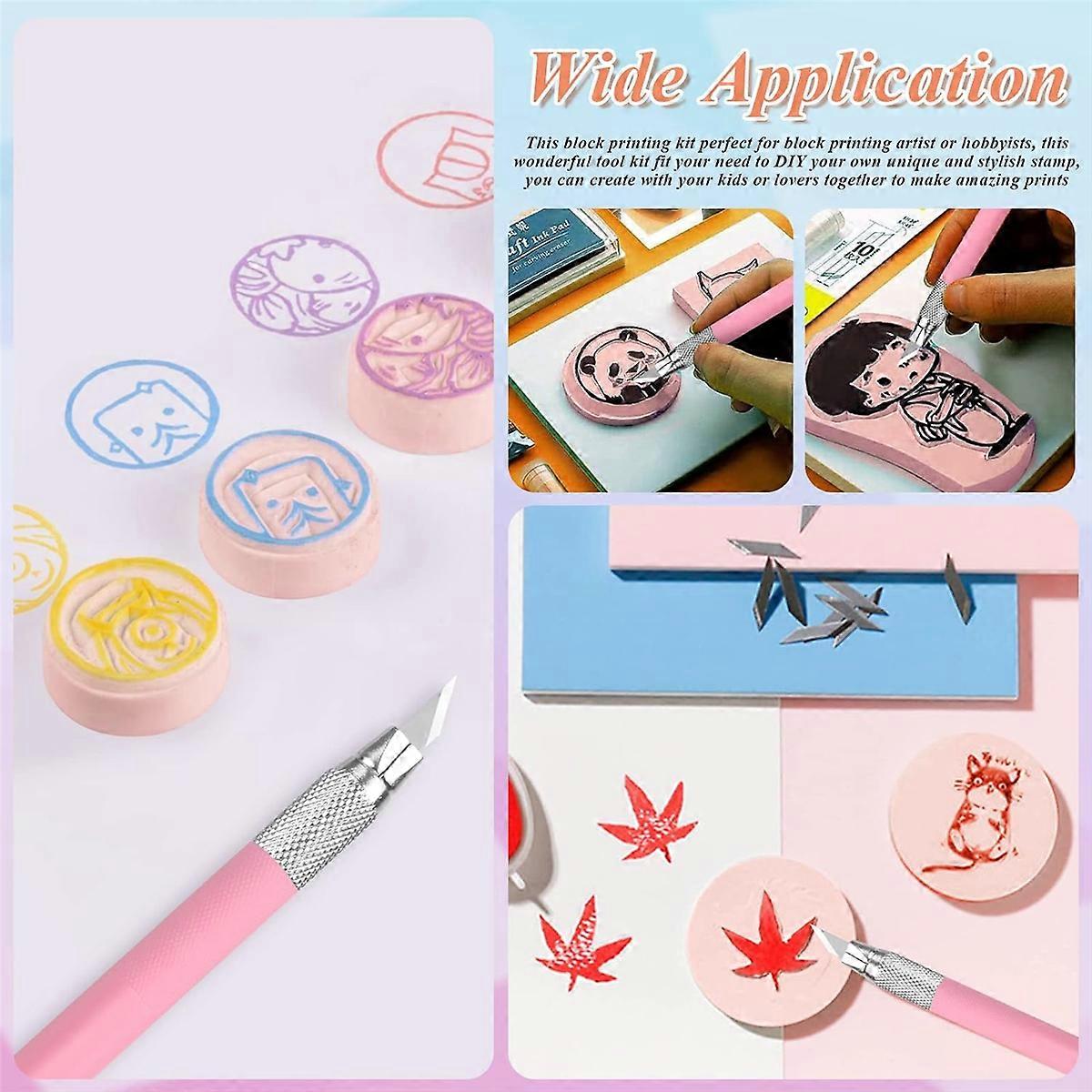 8 Pcs 4x6Inch Rubber Carving Blocks Linoleum Block Stamp Making Kit