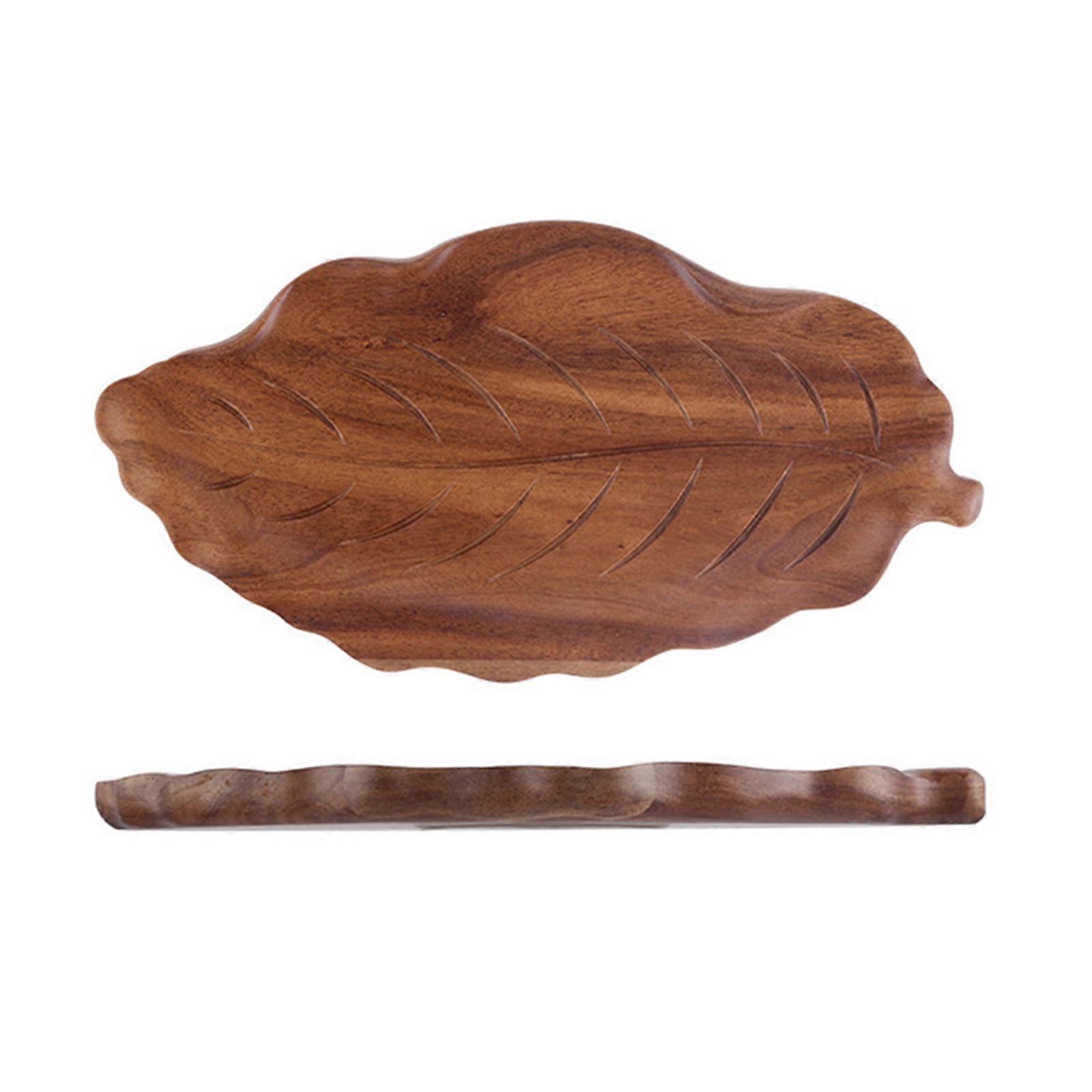 Serviertablett aus Holz Obst Dessert Platte Snack Servierteller Handgemachtes blattförmiges dekoratives Tablett Einweihungsgeschenk M