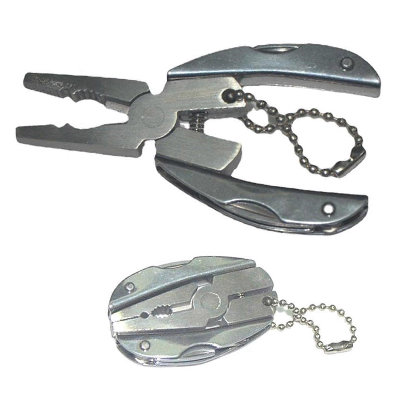Mini Stainless Steel Multi-Tool for Fishing, Camping, Hiking, Compact Design, Portable, Durable, 12 Functions