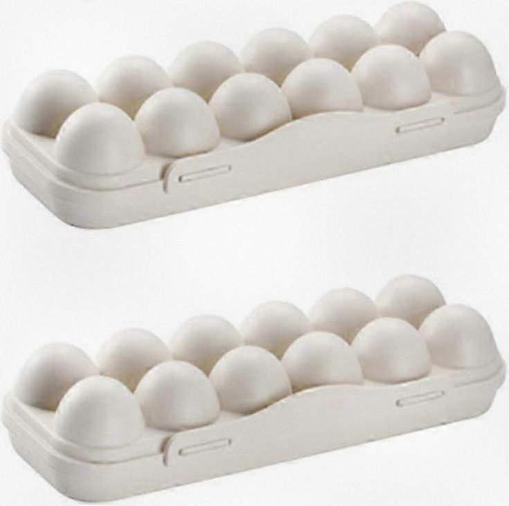 2 Plastic Refrigerator Egg Holders - 12-Capacity - Covered (Khaki)