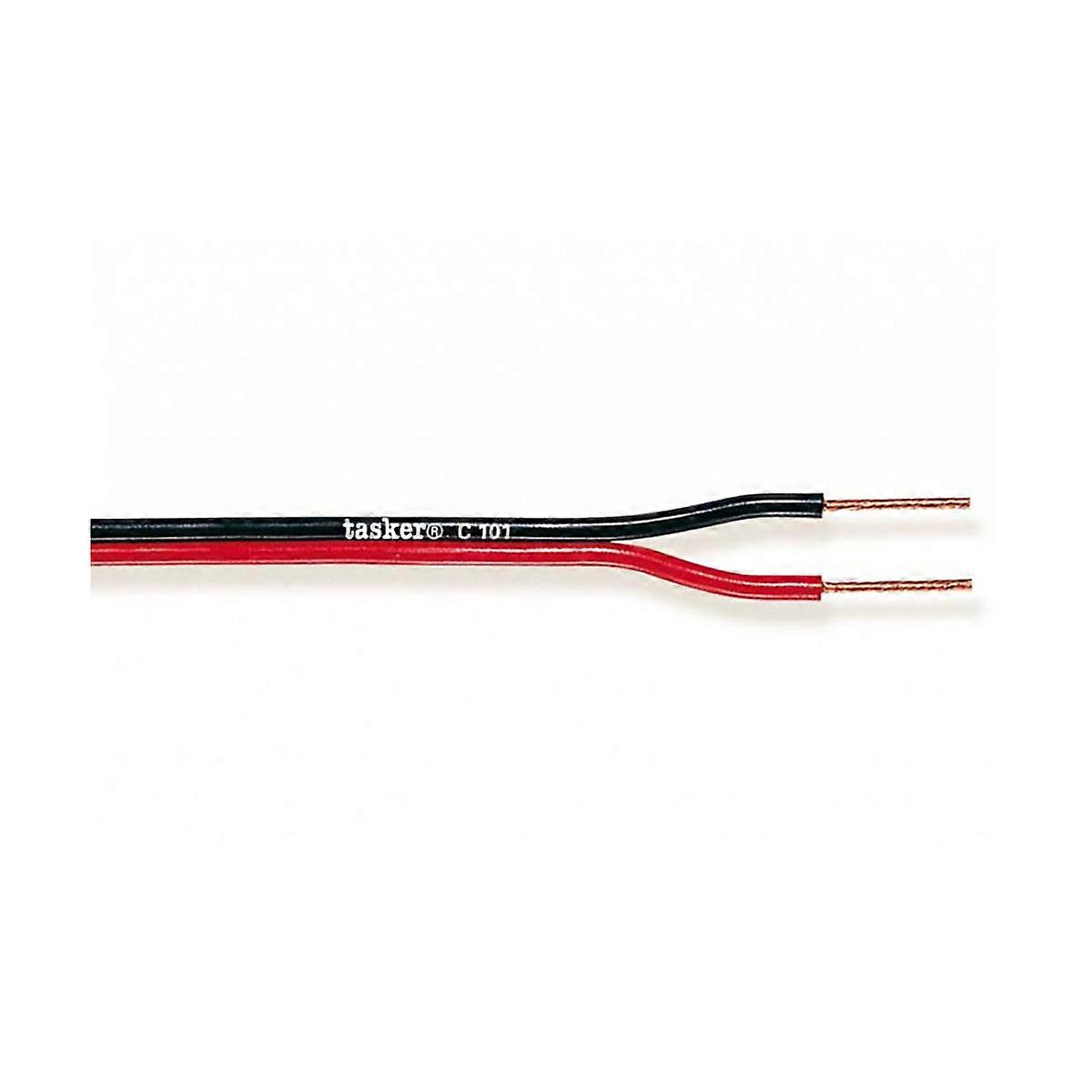 Flat Speaker Cable Double Conductor 0.35mm2 in 100m Spool, Black / Red