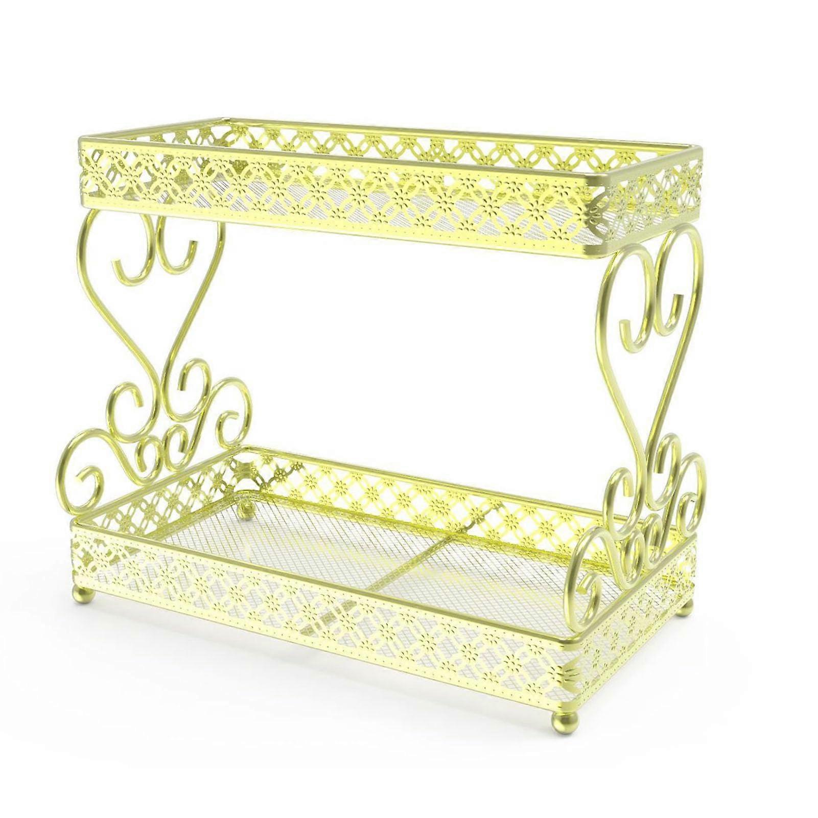 Two Tier Makeup Organizer with Carbon Steel Space Saving Design for Vanity Sturdy and Easy to Clean