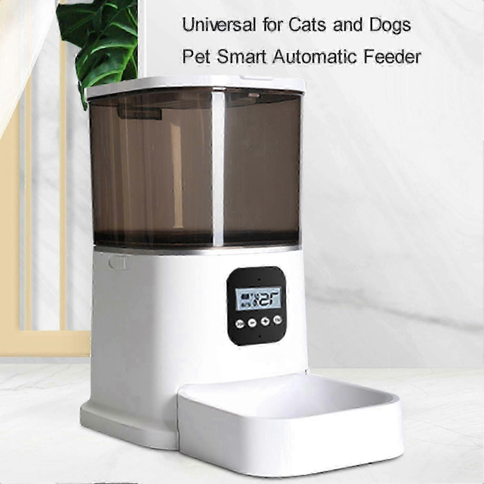 Pet Feeder Automatic Feeder Button Setting Timed Dosing 5L Large Capacity Dry Food Dispenser Voice Recorder Dual Power Supply for Remote Feeding for C