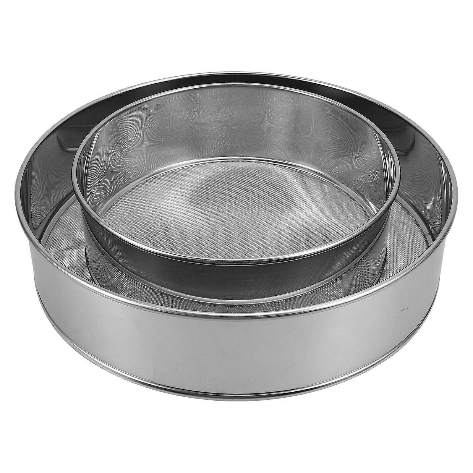 2pcs Sieve Fine Mesh Stainless Steel Round Sifter for Flour Baking Sieve Basket