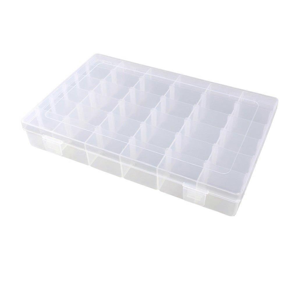 Kloud City Clear Plastic Jewelry Box Organizer with Adjustable Dividers for 36 Grids, Multi-Compartment Storage Solution