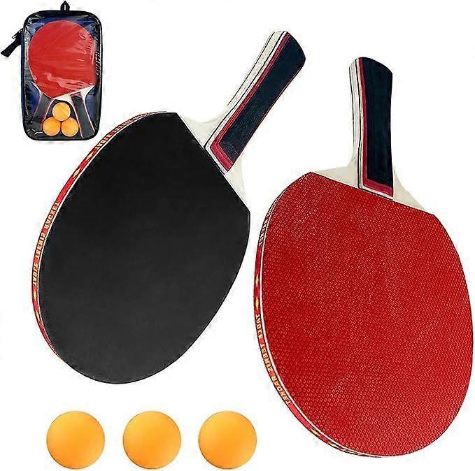 Table Tennis Rackets Set with 2 Rackets, 3 Matte Balls and 1 Bag, Professional Quality, High Performance Table Tennis Rackets for Leisure, Training, L