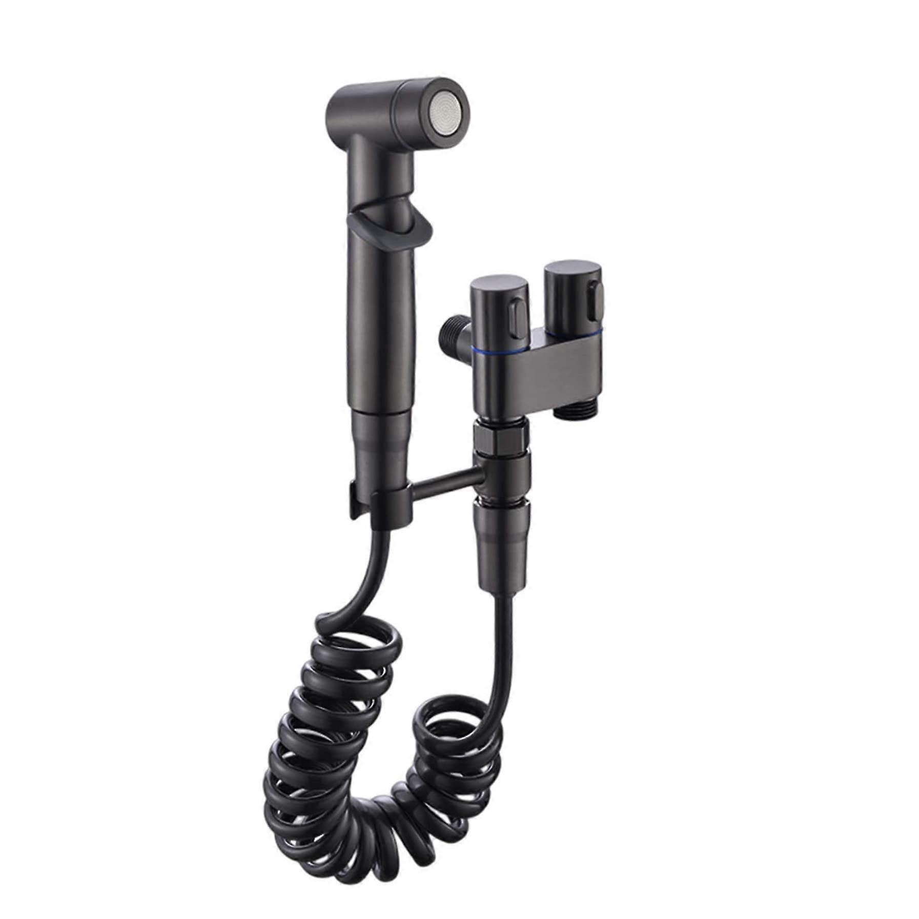 1 In 2 Out Dual Control Valve For Bidet And Bathroom Faucets, Black Finish, Suitable For Washing Machines And Toilets