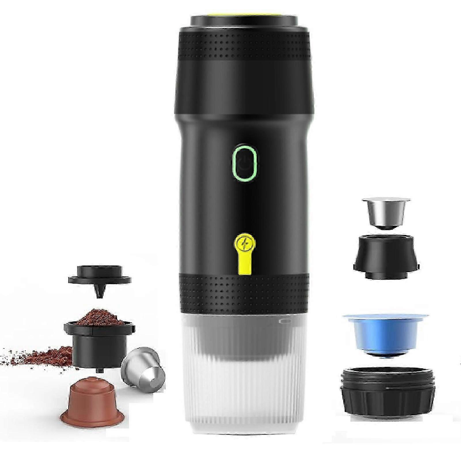 Macchine per caffè espresso elettriche portatili, caffettiera da viaggio 3 in 1 per camper, ricarica USB e riscaldamento wireless, ideale per camper, escursionismo, ufficio