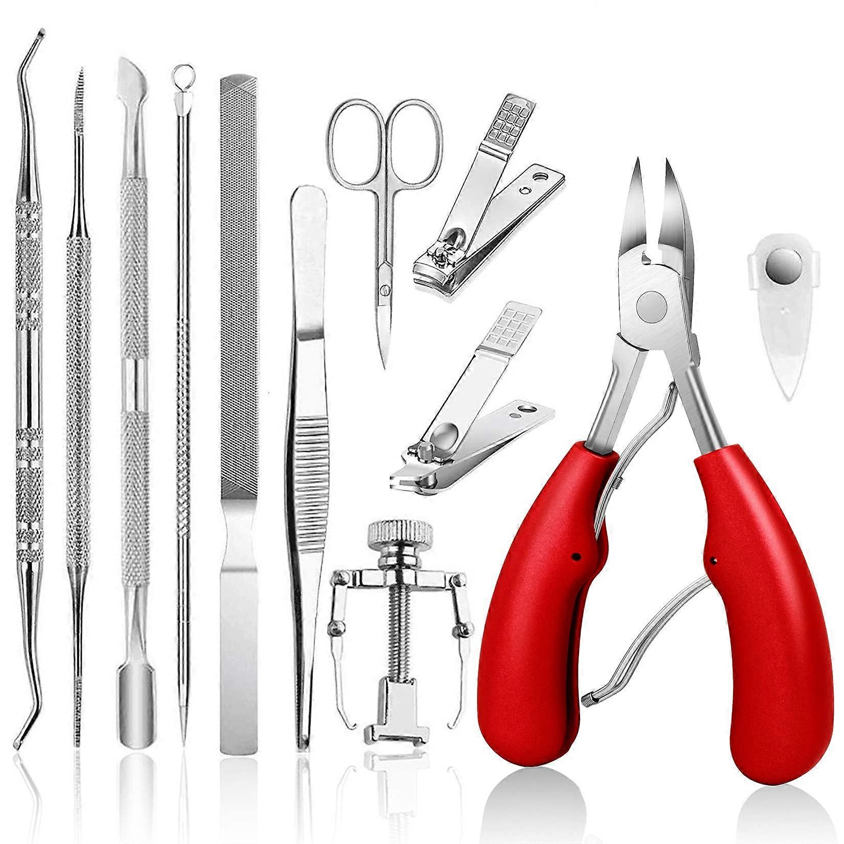 12pcs Podiatrist Toenail Clippers for Thick and Ingrown Toenails, Ergonomic Design and Reverse Foot Handle